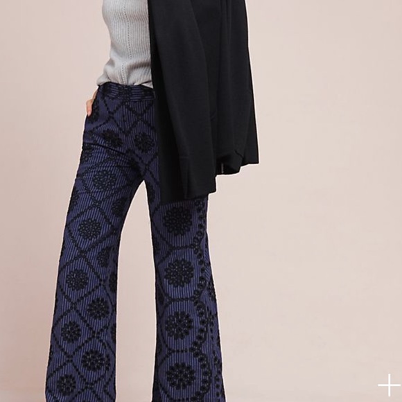 Anthropologie Pants - Anthropologie Ettitwe Navy Eyelet Wide Leg Pants